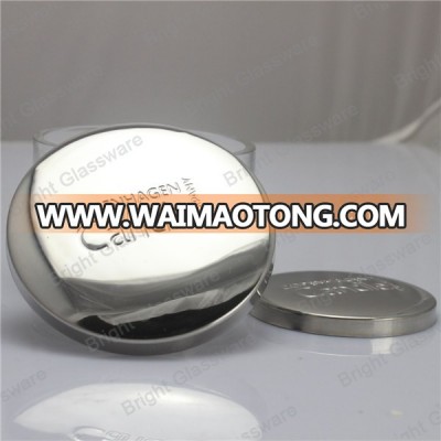 customer luxury design high quality silver candle lid with candle jar with customer logo