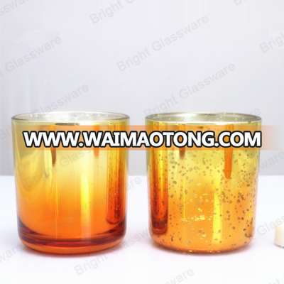 Unique gradient golden electroplating large glass candle jar