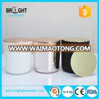 China Factory Spray white candle holder, electroplate rose gold candle jar with lid glass candle cup