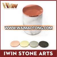 cheapest natural stone carrara marble candle jar with copper lids,marble jar with lid