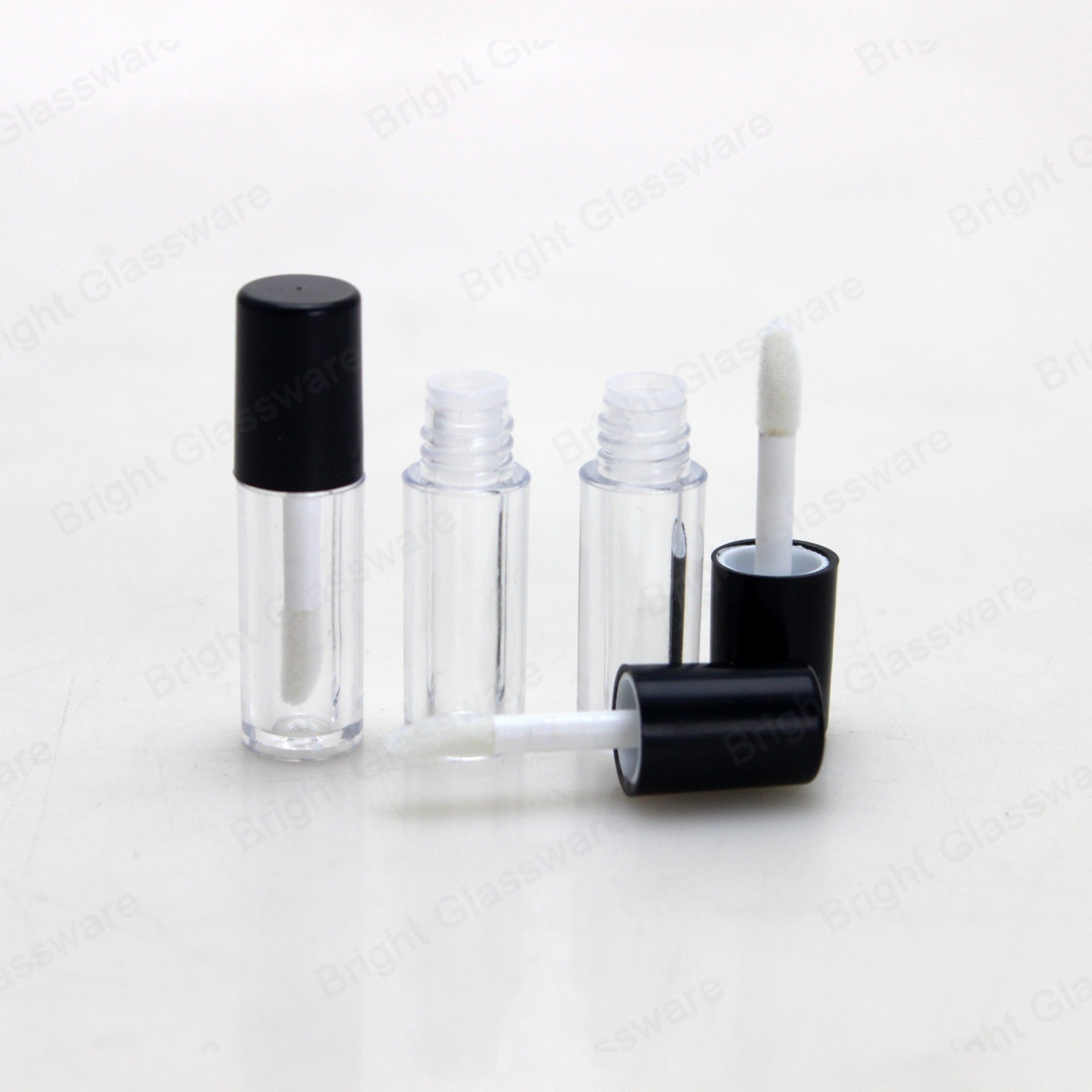 Clear Square Empty Nail Polish Bottle with Black Cap and Brush